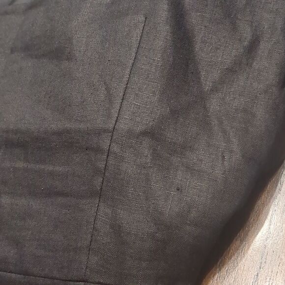 Ann Taylor Loft Linen Black V-Neck Spaghetti Strap Embellished Dress Size 12 - Picture 11 of 11